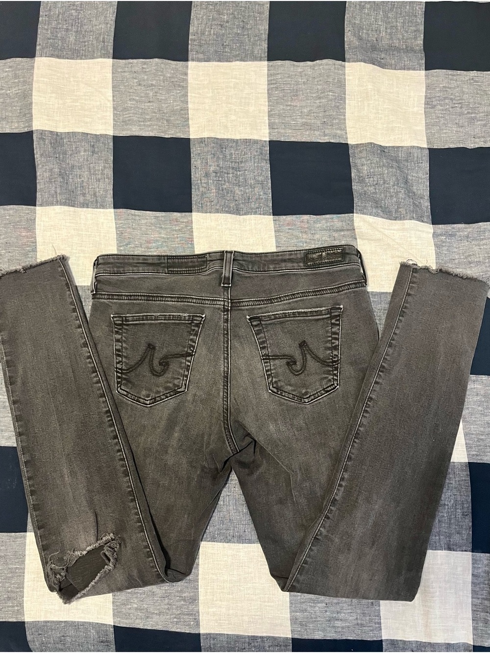 AGOLDE AG  Women's Charcoal Gray Distressed Skinny Jeans